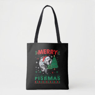 Vrolijk Fishmas Vis Vist Papa Visser Kerstmis Tote Bag