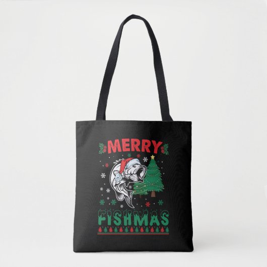 Vrolijk Fishmas Vis Vist Papa Visser Kerstmis Tote Bag (Voorkant)