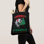 Vrolijk Fishmas Vis Vist Papa Visser Kerstmis Tote Bag (Dichtbij)