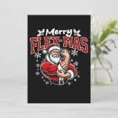 Vrolijk Flex-mas! Super Santa is er! Kaart (Staand voorkant)