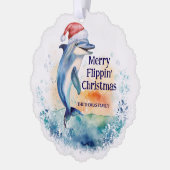 Vrolijk Flippin' Christmas Dolphin Santa Ornament Kaart (Links)