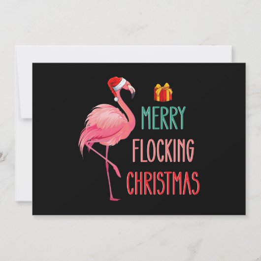 Vrolijk Flocking Kerstmis Grappige Flamingo Vakant Kaart (Voorkant)