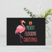 Vrolijk Flocking Kerstmis Grappige Flamingo Vakant Kaart (Staand voorkant)