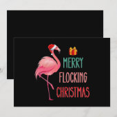 Vrolijk Flocking Kerstmis Grappige Flamingo Vakant Kaart (Voorkant / Achterkant)