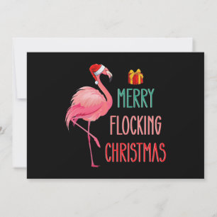 Vrolijk Flocking Kerstmis Grappige Flamingo Vakant Kaart