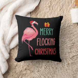 Vrolijk Flocking Kerstmis Grappige Flamingo Vakant Kussen