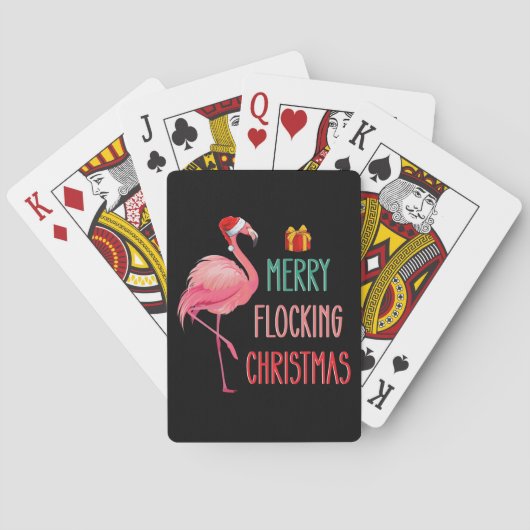 Vrolijk Flocking Kerstmis Grappige Flamingo Vakant Pokerkaarten (Achterkant)