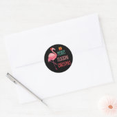 Vrolijk Flocking Kerstmis Grappige Flamingo Vakant Ronde Sticker (Envelop)