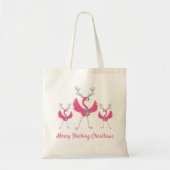 Vrolijk Flocking Kerstmis Grappige Flamingo's Tote Bag (Voorkant)