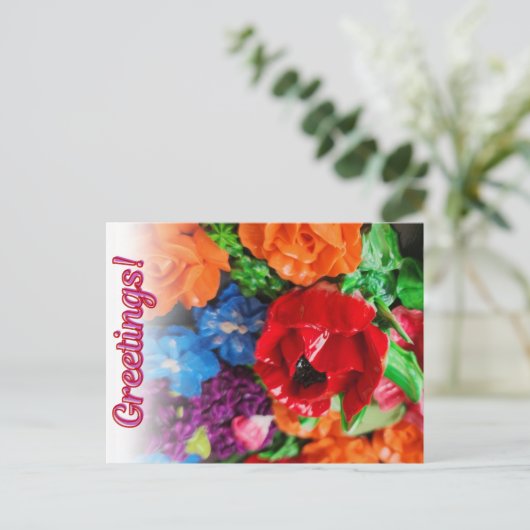 Vrolijk floraal briefkaart (Staand voorkant)