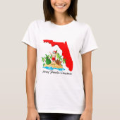 Vrolijk Florida kerst! Kerstman en palmbomen T-shirt (Voorkant)