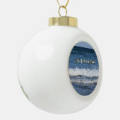 Vrolijk Florida Kerst Oceanen Golven Whitewash Keramische Bal Ornament (Links)