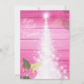 Vrolijk Florida Kerst Roze Hibiscus Witte Boom Feestdagenkaart (Voorkant)