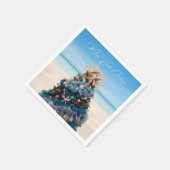 Vrolijk Florida Kerst Tropische Strand en Boom Servet (Hoek)