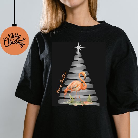 Vrolijk Florida Kerstmis Flamingo en Boom T-shirt