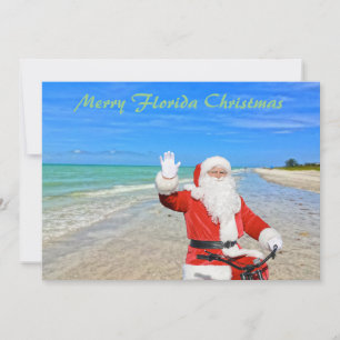 Vrolijk Florida Kerstmis Sanibel Island Beach Sant Feestdagenkaart