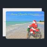 Vrolijk Florida Kerstmis Sanibel Island Beach Sant Feestdagenkaart<br><div class="desc">Vrolijk Florida kerst! Deze prachtige vakantie Flat Kaart beschikt over een foto afbeelding van sensationele Sanibel Island strand met de prachtige blauw/groene wateren van de Golf van Mexico. Het feestelijke ontwerp omvat Santa rijden op zijn fiets om pakketten te leveren op dit eiland oase. Op de achterkant van de Kaart...</div>