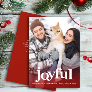 Vrolijk Foto Vet Typografie Minimaal Kerstmis Rood Feestdagenkaart