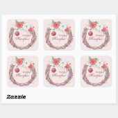 Vrolijk fraster White en Red Poinsettia Vierkante Sticker (Vel)