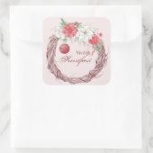 Vrolijk fraster White en Red Poinsettia Vierkante Sticker (Tas)