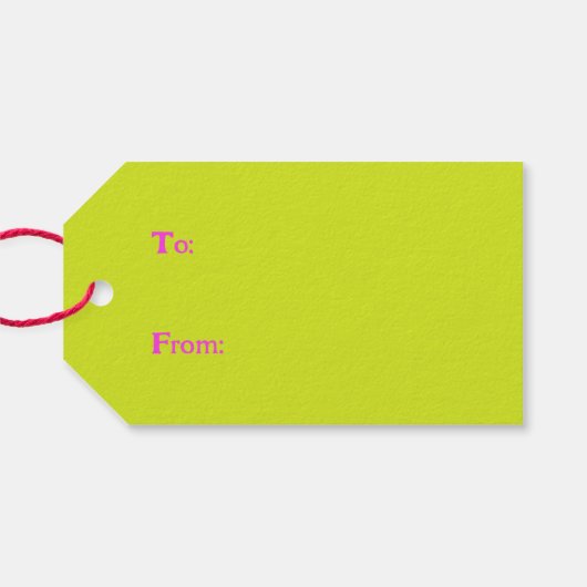 Vrolijk Fuchsia en Heldergroene kerstvakantie Cadeaulabel (Achterkant Horizontaal)