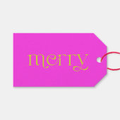 Vrolijk Fuchsia en Heldergroene kerstvakantie Cadeaulabel (Voorkant (Horizontaal))