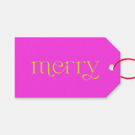 Vrolijk Fuchsia en Heldergroene kerstvakantie Cadeaulabel