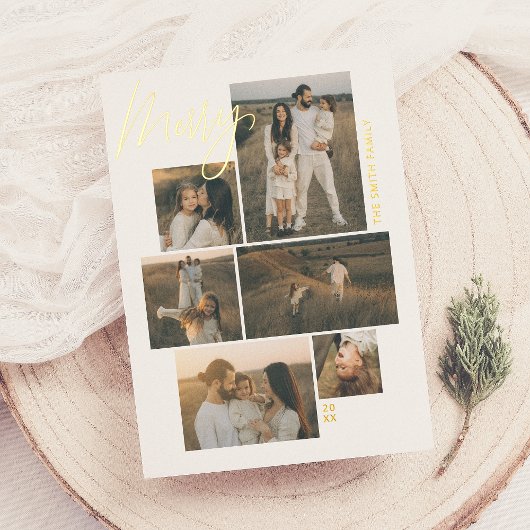 vrolijk | Galerij Muur 6 Foto Collage Kerstmis Folie Feestdagenkaart