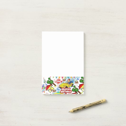 Vrolijk geboren auto's post-it® notes (Op bureau)