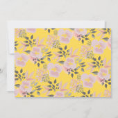 Vrolijk geel en roze bloemenpatroon met naam notitiekaartje (Achterkant)