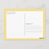 Vrolijk geel hier komt het zoon Baby shower Briefkaart (Achterkant)