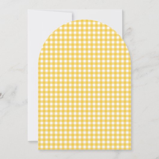 Vrolijk geel hier komt het zoon Baby shower Kaart (Achterkant)