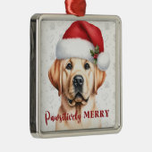 Vrolijk geel labrador retriever hond kerst metalen ornament (Rechts)