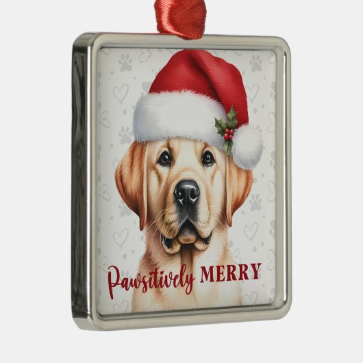 Vrolijk geel labrador retriever hond kerst metalen ornament (Rechts)