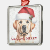 Vrolijk geel labrador retriever hond kerst metalen ornament (Links)