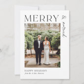 Vrolijk gehuwde pasgetrouwden meneer en mevrouw va feestdagenkaart (Voorkant)