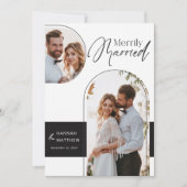 Vrolijk gehuwde vakantie bruiloft zwart wit feestdagenkaart (Voorkant)