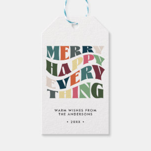 Vrolijk Gelukkig Alles Groovy Vakantie Kerstmis Cadeaulabel