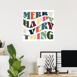 Vrolijk Gelukkig Alles Groovy Vakantie Kerstmis Poster