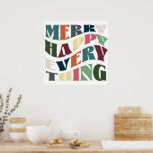 Vrolijk Gelukkig Alles Groovy Vakantie Kerstmis Poster (Keuken)