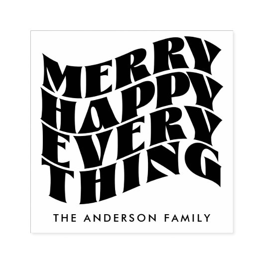 Vrolijk Gelukkig Alles Groovy Vakantie Kerstmis Rubberstempel (Afrduk)