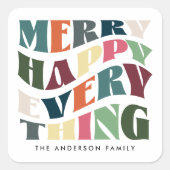 Vrolijk Gelukkig Alles Groovy Vakantie Kerstmis Vierkante Sticker (Voorkant)