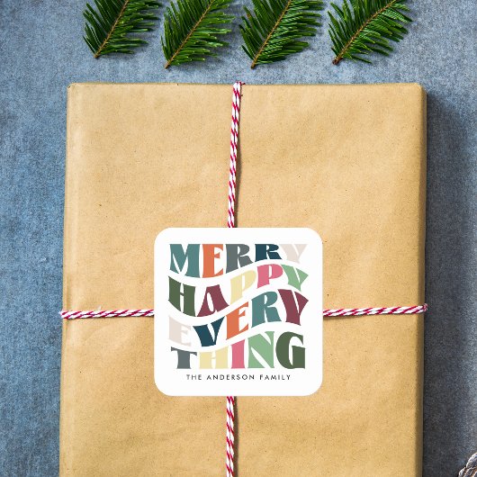 Vrolijk Gelukkig Alles Groovy Vakantie Kerstmis Vierkante Sticker