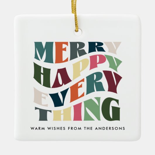 Vrolijk gelukkig alles Groovy vakantiefoto Keramisch Ornament (Voorkant)