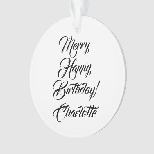 Vrolijk Gelukkig Verjaardag aangepaste naam elegan Ornament (voorkant)