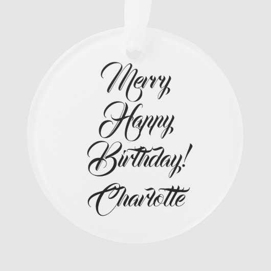 Vrolijk Gelukkig Verjaardag aangepaste naam elegan Ornament (voorkant)