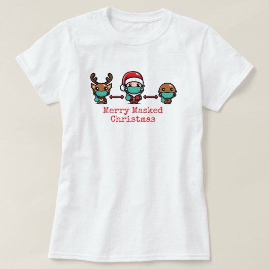 Vrolijk gemaskerde Kerstmis T-Shirt (Design voorkant)