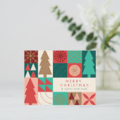 Vrolijk geometrisch kerstfeest - moderne vakantie feestdagenkaart (Staand voorkant)