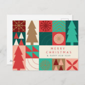 Vrolijk geometrisch kerstfeest - moderne vakantie feestdagenkaart (Voorkant / Achterkant)