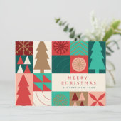 Vrolijk geometrisch kerstfeest - moderne vakantie feestdagenkaart (Staand voorkant)